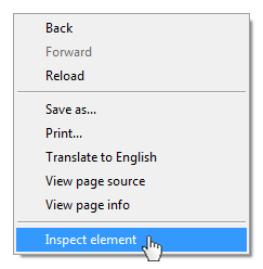 Right click to see Inspect Element in the popup