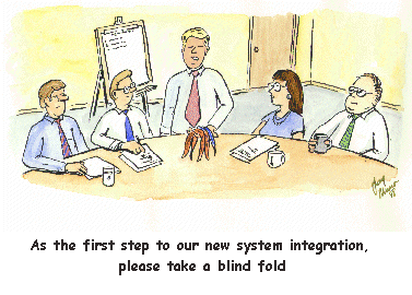 As the first step to our new system integration, please take a blind fold.