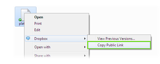 Dropbox public sharing